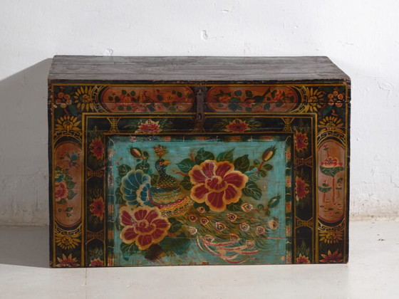 Baule cinese antico dipinto in legno di pino – Cina, circa 1900 – Armadi contenitori (photo 33 of 40)