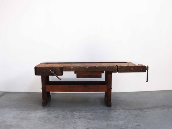 Vintage "Ulmia" Workbench Planing Bench Loft Design, Sideboard, Wood, Brown (photo 3 of 13)