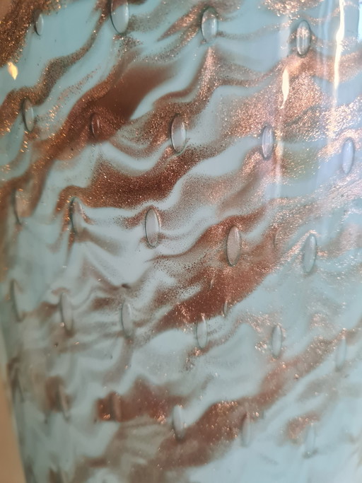 Murano Vase AVEM Bullicante 1950-1955 - Handblown Glass / Handmade Glass Gold Avventurina – vazen, Copper (photo 2 of 8)
