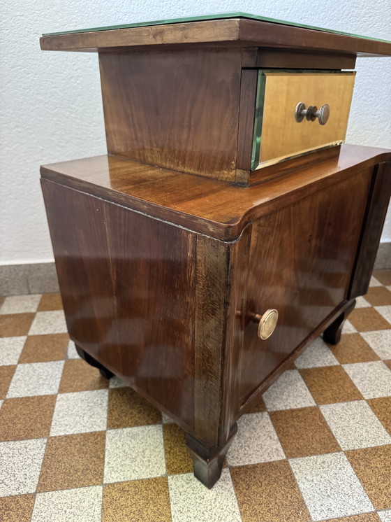 Image 1 of Nachtkastje in art-decostijl van gespiegeld hout
