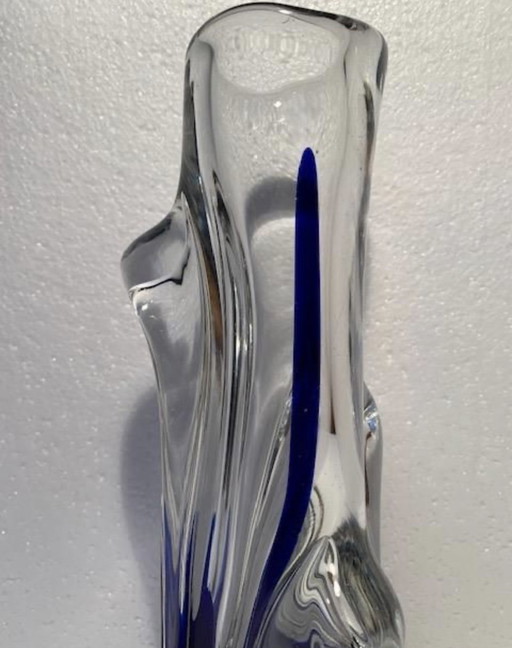 Vase Murano Vintage 1960 Free Form Blue