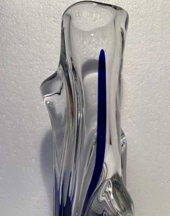 Image 1 of Vase Murano Vintage 1960 Free Form Blue