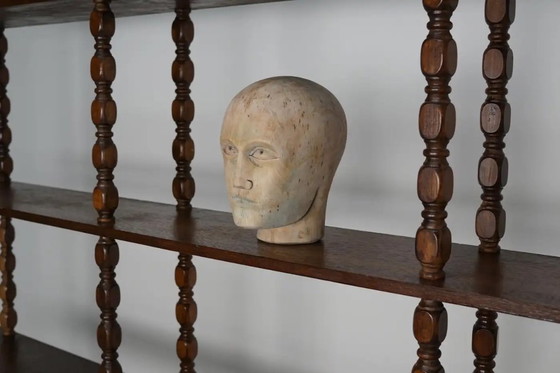 Image 1 of Bibliothèque/étagère murale à bobines en chêne français style années 50