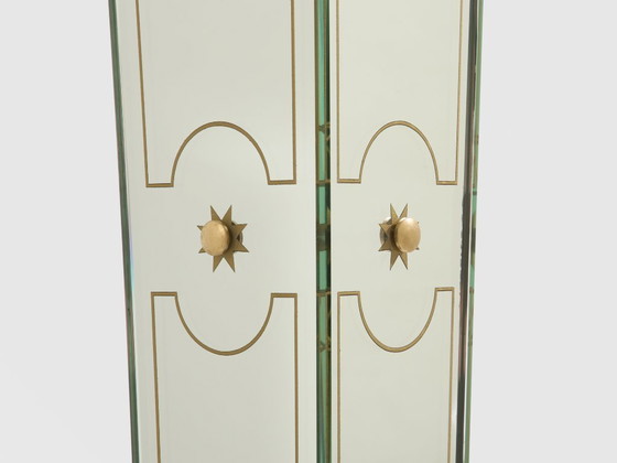 Image 1 of Lampadaire Emilio Lancia en bois peint miroir et laiton, 1940