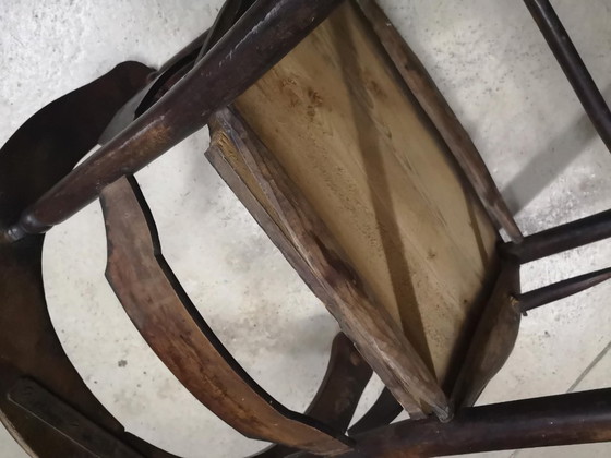 Image 1 of Antique solid wood armchair with armrests - Authentic rustic style