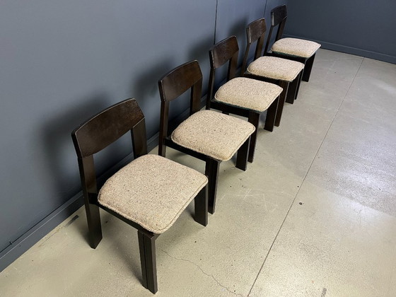 Image 1 of Satz von 5 brutalistischen Esszimmerstühlen, 1970er Jahre