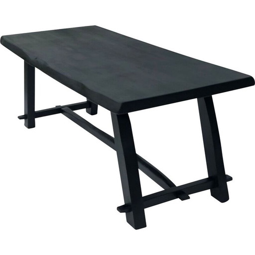 Table vintage en bois brutaliste