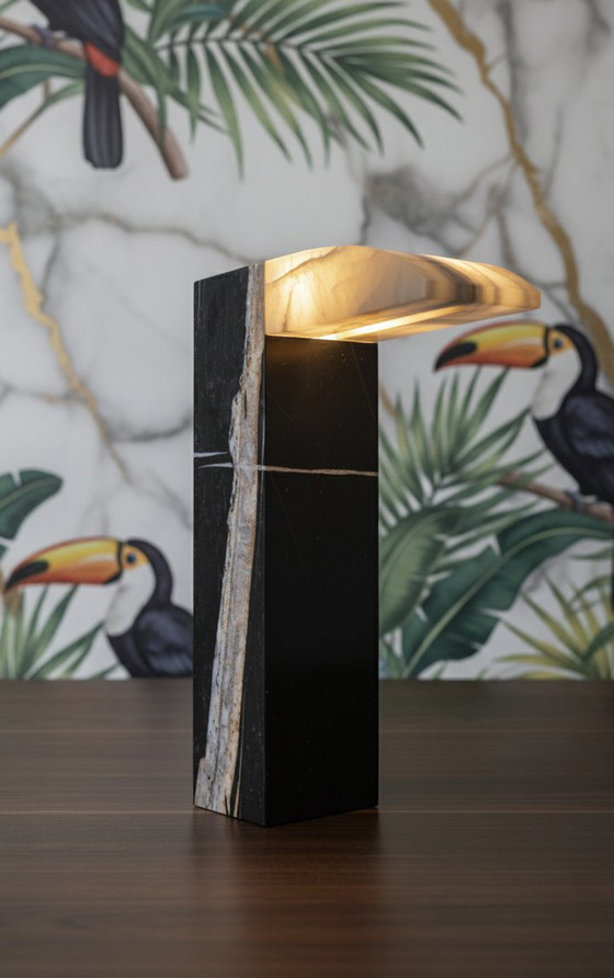 Image 1 of Design Table Lamp in Nero Dorado & Onyx - Handmade Unique Piece