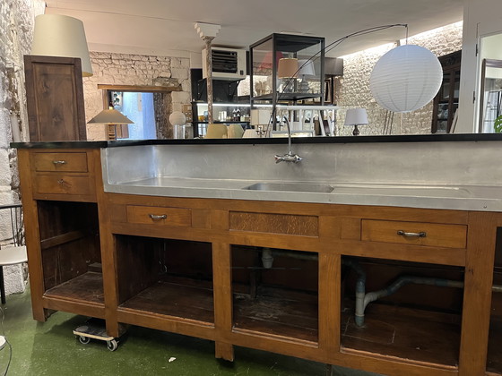 Image 1 of 1950s oak and Formica bar