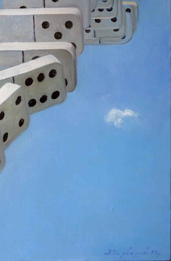 Pintura al Óleo Original Arte Contemporáneo Simbolismo Dominó – Pinturas y dibujos, Canvas (photo 7 of 7)