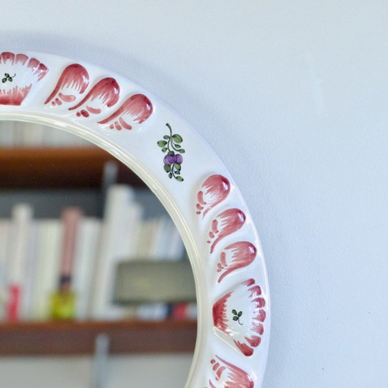 Image 1 of Large Handmade Ceramic Mirror from Moustiers by Dellerie