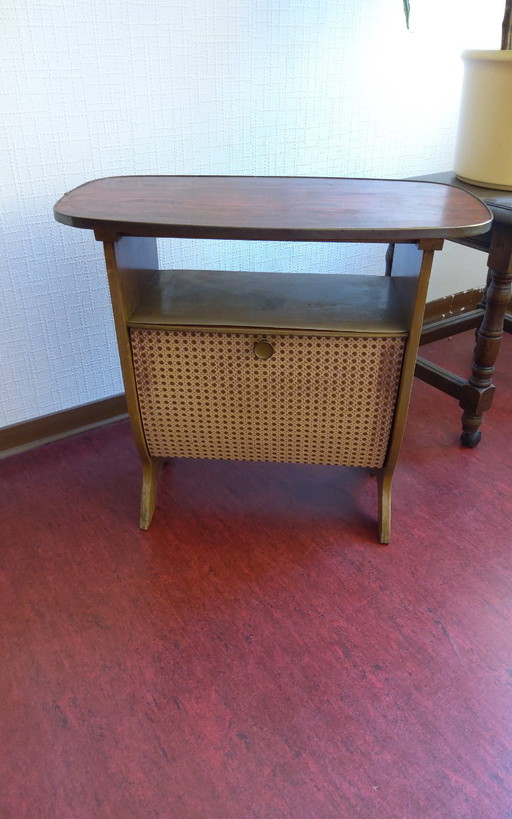 Originele Ilse Möbel schoenenkast uit 1973 - Vintage schoenenrek uit het midden van de 20e eeuw – kasten, Rattan, Wood