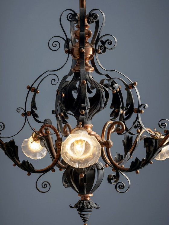 Image 1 of Lampadario in ferro vintage, anni '10