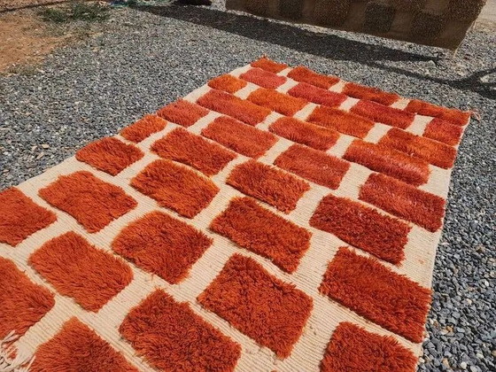Large Moroccan Berber rug in orange and ecru wool, 400 x 300 cm. – Rugs & carpets, Cotton (photo 7 of 10)