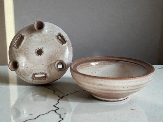 Blumenvase aus Steinzeug Ratilly / Pierlot / Puisaye – Vasen, Porcelain (photo 3 of 6)
