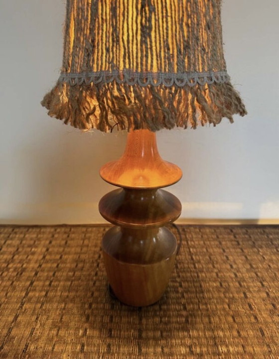 Image 1 of 70's turned wood lamp