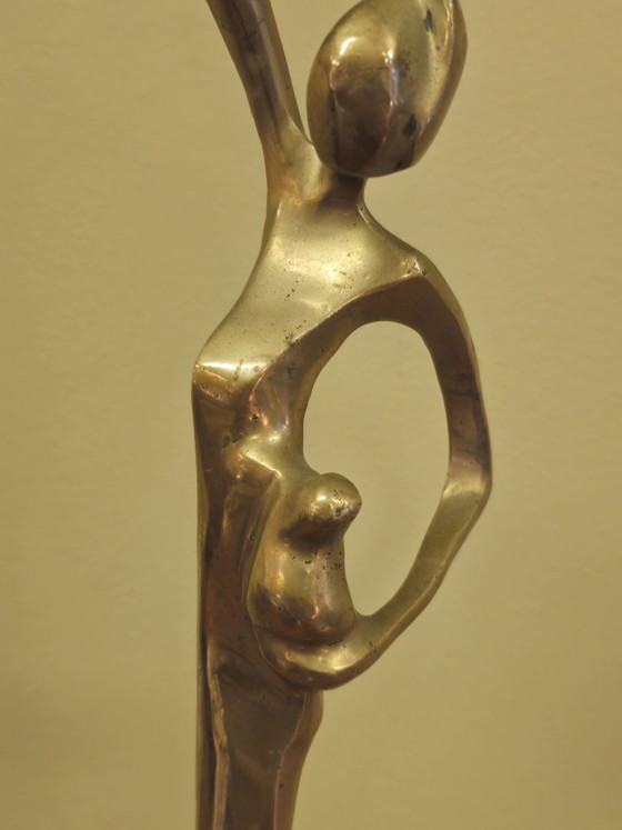 Sculpture Abstraite en Laiton Mère Femme et Enfant Vintage – Objets déco, Brass (photo 5 of 8)