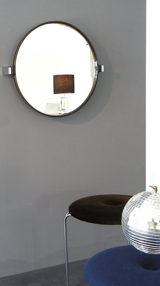 Image 1 of Miroir mural rond et pivotant, couleur ambre