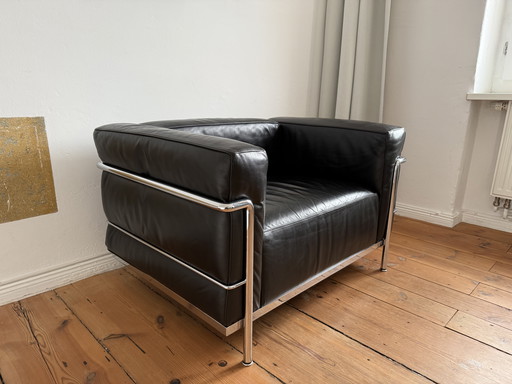 Cassina Lc 3 Armchair By Le Corbusier In Original Leather Chrome