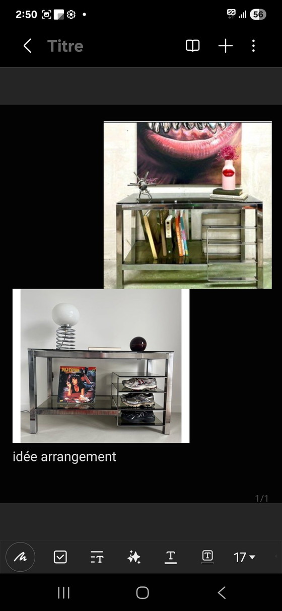 Space-Age 70s Chrome and Smoked Glass Console Italian Design (photo 5 of 5)