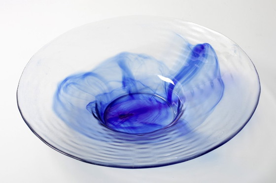 Image 1 of Vintage Blue Swirl Glass Fruit Bowl / Bormioli Rocco / Italy / 1990s