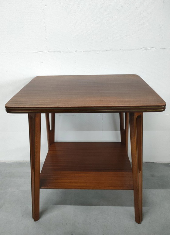 Image 1 of Table d'appoint/table à plantes unique du milieu du siècle avec incrustations de laiton (années 1960).