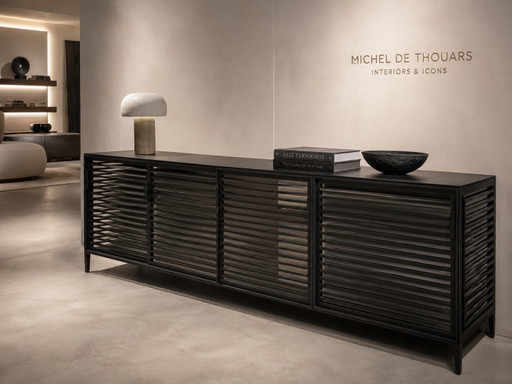 Rimadesio Alambra Niedriges Sideboard 260 cm LED-Beleuchtung, Regale & Schubladen – dressoirs, Metal, Leather (photo 2 of 9)