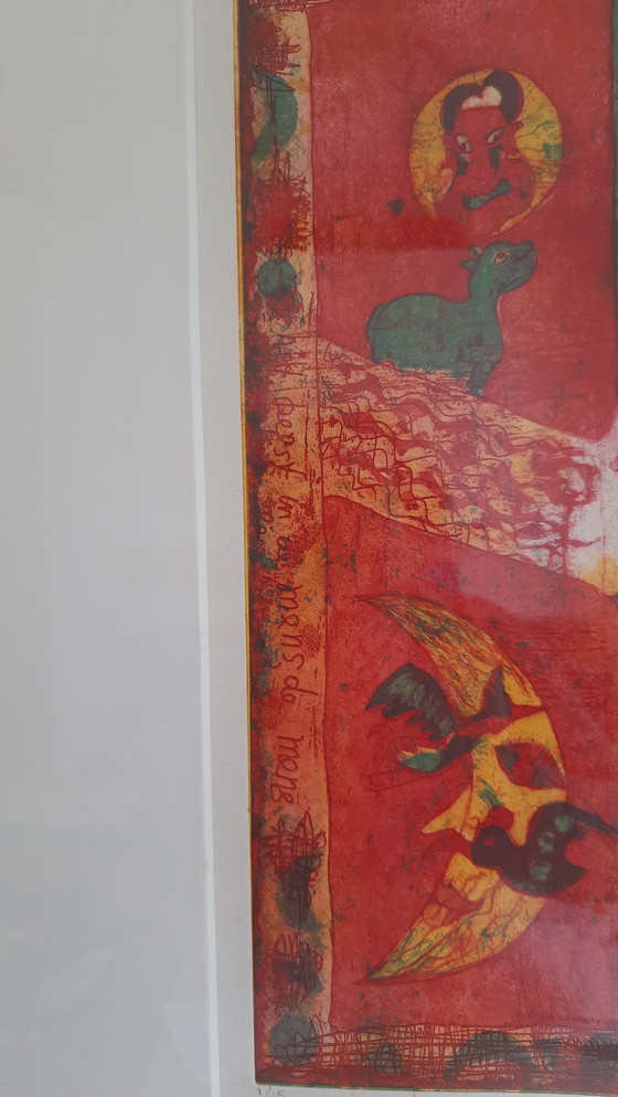 Image 1 of 1x Grabado en color 'fresco 7' - Ansje van den Muyzenberg