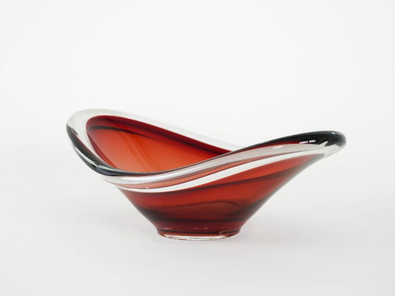 Image 1 of Ruby schaal, Murano glas, Italiaans design, jaren 60, gemaakt in Italië