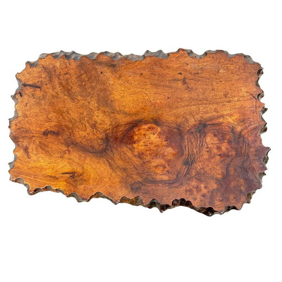 Image 1 of Hand-carved organic side table made of camphor wood – sculptural brutalist design