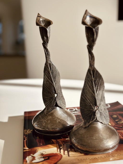 Silver Art Nouveau candlesticks 900