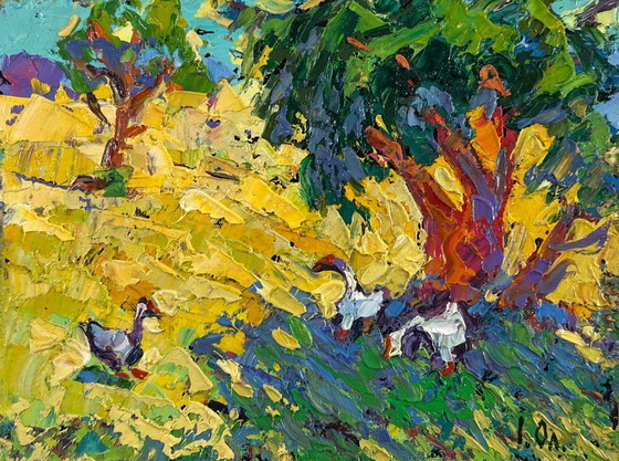 Image 1 of Original Oil Painting Nature Field Landscape A day filled with summer