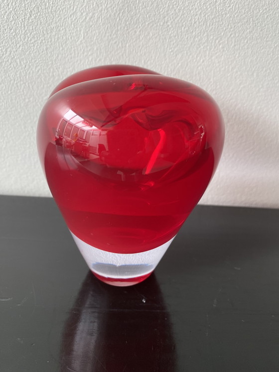 Image 1 of Vintage Murano Red Heart Vase attributed to Salviati Cuoricino Model