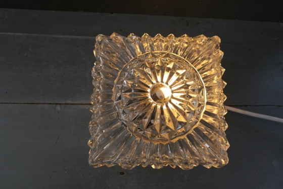 Vintage Glass Ceiling light / Wall lamp pressed glass flower – Metal (photo 3 of 13)