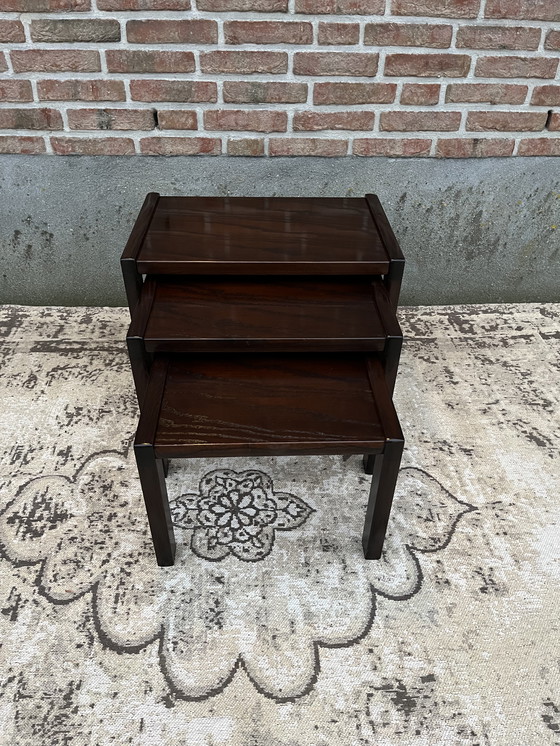 Image 1 of Vintage Mid - Century Wenge Side Table Set