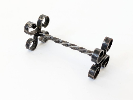 Image 1 of Set of 6 Midcentury Wrought Iron Knife Rests, French Brutalist, Spanish Revival Style, 1970s