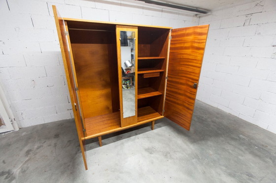 Image 1 of 1970s Scandinavian wardrobe with hanging space, shelf, mirror, 21x126cm, 2 doors