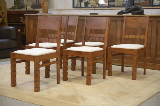 Set of 6 brutalist chairs from the 1960s. – Dining chairs, Wood (photo 4 of 14)
