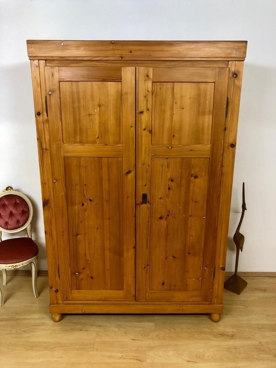 Image 1 of Country-style wardrobe, Art Nouveau wardrobe, farmhouse wardrobe, softwood wardrobe circa 1900