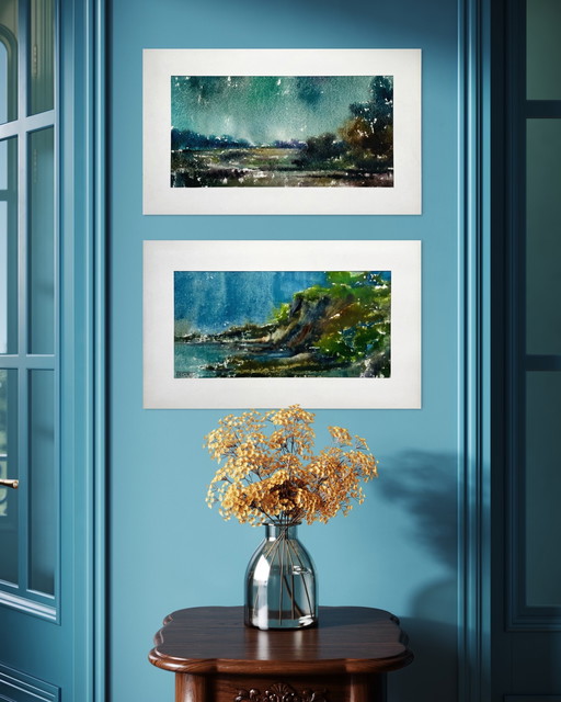 Eugene Eechaut (1928-2019) - dittico paesaggistico, firmato, anni '70