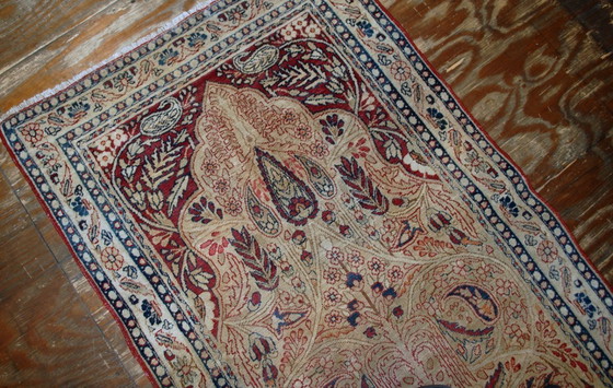 Image 1 of Tappeto persiano antico Kerman Lavar, fatto a mano, per la preghiera, 90 cm x 146 cm, anni 1880 - 1B524