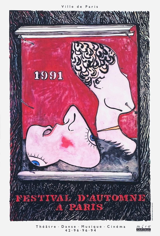 Image 1 of Jasper JOHNS Festival d'Automne 1991 cartel original 1991