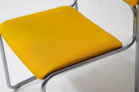 Buisvormige jaren 70 stoelen – Eetkamerstoelen, Metal, Textile (photo 8 of 11)