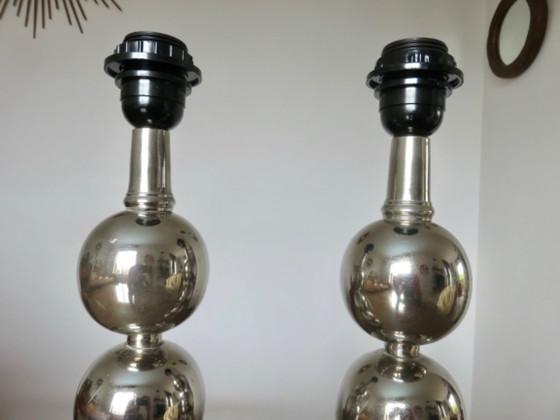 Image 1 of Pair of chrome-plated metal lamps, 1970