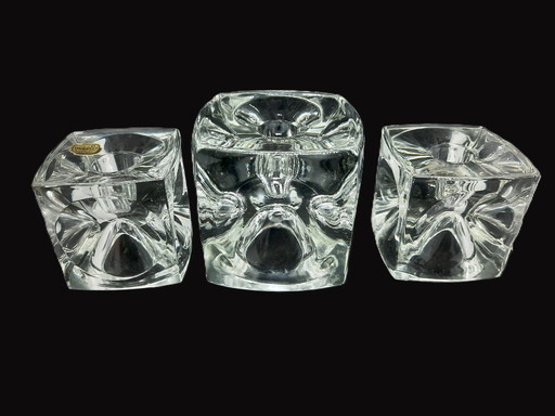 The 3x Vintage Crystal Cube from Czechoslovakia, designed by Rudolf Jurnikl