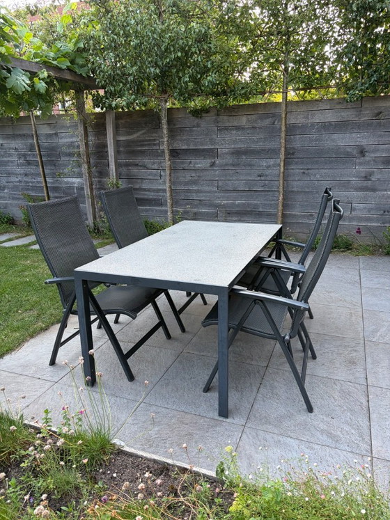 Image 1 of Tuinset: tafel en 4 stoelen (Bellagio) + kussens (Zitza)