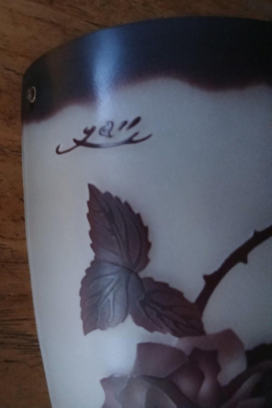 Image 1 of Art Nouveau Gallé pâte de verre wandkandelaars