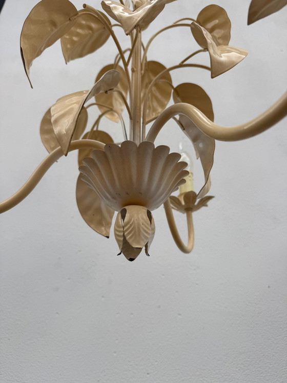 Lampadario stile fiorentino anni '70 con foglie di tabacco – Metallo (photo 10 of 14)