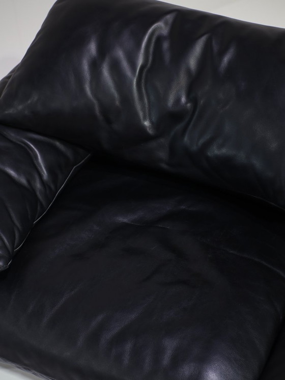 Image 1 of Cassina Maralunga 3-Sitzer-Sofa aus schwarzem Leder von Vico Magistretti
