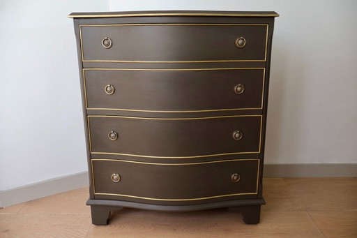 Vintage Serpentine Dresser with Hand-Painted Gold Details